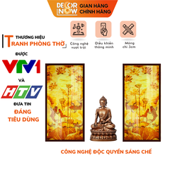 Tranh Trúc Chỉ Bộ Đối In Hoa Sen DECORNOW DCN-TC170