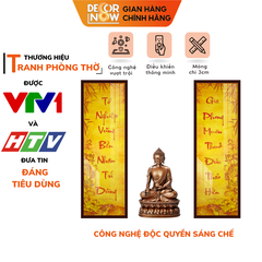 Tranh Trúc Chỉ Bộ Đối In Chữ Thư Pháp DECORNOW DCN-TC302