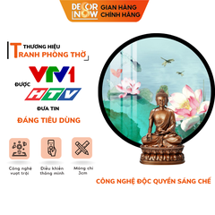 Tranh Trúc Chỉ In, Đèn Hào Quang Hoạ Tiết Màu DECORNOW DCN-TC402