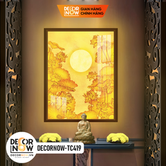 Tranh Trúc Chỉ Đứng In Hoa Sen DECORNOW DCN-TC419