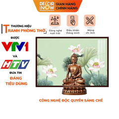 Tranh Trúc Chỉ Ngang Họa Tiết Màu Hoa Sen DECORNOW DCN-TC422