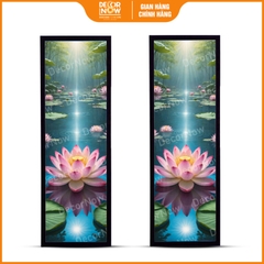 Tranh Hoằng Pháp Đối Bảo Liên Tịnh Thủy Sen Hồng Tia Chiếu DecorNow HD848