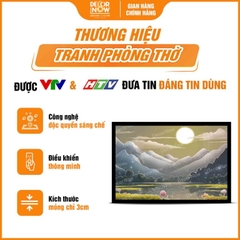 Tranh Hoằng Pháp Ngang Đầm Hoa Sen Và Dãy Núi DecorNow HD829