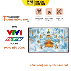 Tranh Hoằng Pháp Ngang Mây Trời Cung Trời Đao Lợi Xanh DecorNow HD888