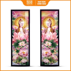 Tranh Hoằng Pháp Đối Phật A Di Đà Và Hoa Sen Hồng DecorNow HD872