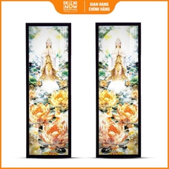 Tranh Hoằng Pháp Đối Phật Bà Quan Âm Hoa Sen Vàng DecorNow HD907