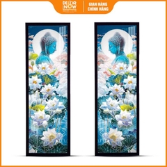 Tranh Hoằng Pháp Đối Phật Thích Ca Mâu Ni Hoa Sen Trắng DecorNow HD897