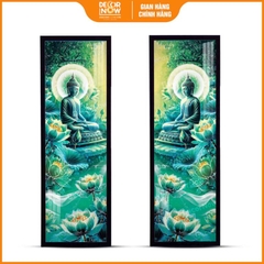 Tranh Hoằng Pháp Đối Phật Thích Ca Mâu Ni Ngồi Thiền Sen Xanh DecorNow HD895