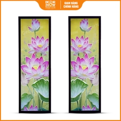Tranh Hoằng Pháp Đối Hoa Sen Hồng Hiện Đại Nền Vàng DecorNow HD843