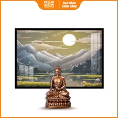 Tranh Hoằng Pháp Ngang Đầm Hoa Sen Và Dãy Núi DecorNow HD829
