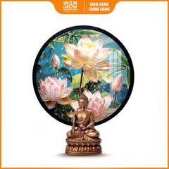 Tranh Hoằng Pháp Tròn Hoa Sen Và Tre DecorNow HD887
