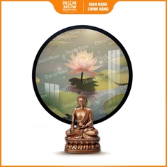 Tranh Hoằng Pháp Tròn Hồ Sen Hồng DecorNow HD850