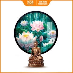 Tranh Hoằng Pháp Tròn Hoa Sen Hồng Tinh Khiết An Yên DecorNow HD900