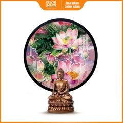 Tranh Hoằng Pháp Tròn Hoa Sen Hồng Thanh Khiết Bình An DecorNow HD873