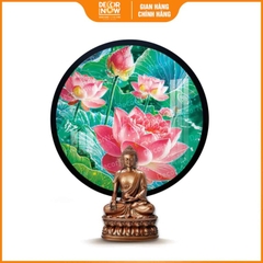 Tranh Hoằng Pháp Tròn Hoa Sen Hồng Tỉnh Thức Giác Ngộ DecorNow HD875