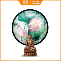 Tranh Hoẳng Pháp Tròn Hoa Sen Hồng Mềm Mại DecorNow HD861
