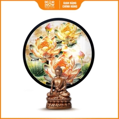 Tranh Hoằng Pháp Tròn Hoa Sen Vàng Cao Quý Yên Bình DecorNow HD908