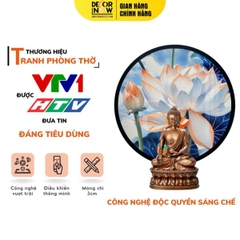 Tranh Hoằng Pháp Tròn Hoa Sen Đào Quý Phái DecorNow HD860