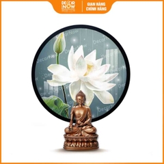 Tranh Hoằng Pháp Tròn Hoa Sen Trắng Tinh Khôi DecorNow HD847