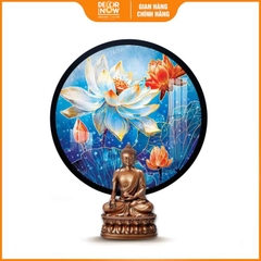 Tranh Hoằng Pháp Tròn Sen Xanh Hy Vọng DecorNow HD845