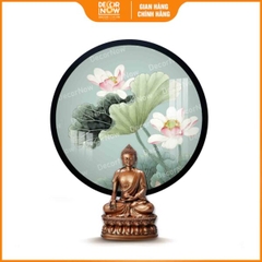 Tranh Hoằng Pháp Tròn Sen Xanh Ngọc Bích DecorNow HD851