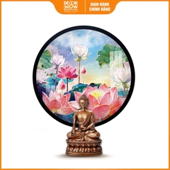 Tranh Hoằng Pháp Tròn Vườn Hoa Sen Minh Triết Từ Bi DecorNow HD902