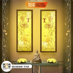 Tranh Trúc Chỉ Bộ Đối In Hoa Sen DECORNOW DCN-TC159