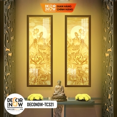 Tranh Trúc Chỉ Bộ Đối In Hoa Sen DECORNOW DCN-TC321