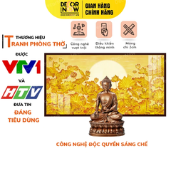 Tranh Hoằng Pháp Ngang Hoa Sen Mặt Trời Và Mây DecorNow TC111