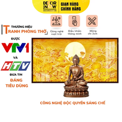 Tranh Hoằng Pháp Ngang Hoa Sen Mặt Trời DecorNow TC90