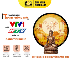 Tranh Hoằng Pháp Tròn Chữ Cửu Huyền Thất Tổ Hoa Sen Trời DecorNow TC215