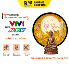 Tranh Hoằng Pháp Tròn Chữ Tài Lộc Hoa Sen Mặt Trời DecorNow TC26