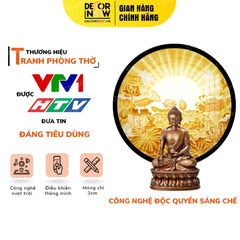 Tranh Hoằng Pháp Tròn Hoa Sen Tia Mặt Trời DecorNow TC254