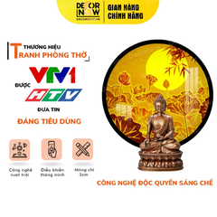 Tranh Hoằng Pháp Tròn Hoa Sen Cây Trúc Mặt Trời DecorNow TC22