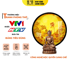 Tranh Trúc Chỉ In Tròn Sen Vân Trời DecorNow TC6