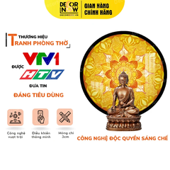Tranh Hoằng Pháp Tròn Họa Tiết Mandala Lá Bồ Đề DecorNow TC54