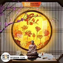 Tranh Trúc Chỉ In, Đèn Hào Quang Chữ Thư Pháp DECORNOW DCN-TC246