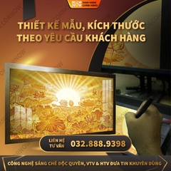 Tranh Trúc Chỉ Ngang In Hoa Sen + Chim Hạt DECORNOW DCN-TC118