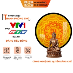 Tranh Trúc Chỉ In, Đèn Hào Quang Mandala Chữ Vạn DECORNOW DCN-TC380