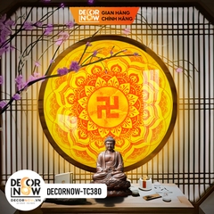 Tranh Trúc Chỉ In, Đèn Hào Quang Mandala Chữ Vạn DECORNOW DCN-TC380