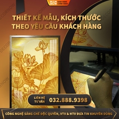 Tranh Trúc Chỉ Đứng In Hoa Sen DECORNOW DCN-TC419