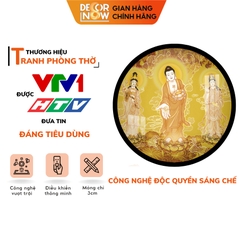 Tranh Trúc Chỉ In, Đèn Hào Quang Tam Thế Phật DECORNOW DCN-TC382