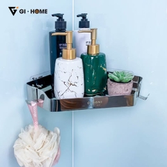 Kệ góc 1 tầng inox 304 E13- KHOAN/ DÁN TƯỜNG