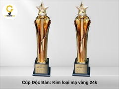Cúp Độc Bản: Kim loại mạ vàng 24k