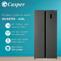[Khuyến mại] Chính hãng [CHỈ GIAO MIỀN NAM] Tủ lạnh Side by Side Casper EcoFresh 458L RS-460PG - Tiết kiệm điện - Chính hãng - Bảo hành 2 năm Mới 100% bảo hành chính hãng giá rẻ nhất thị trường