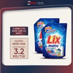 [Chính hãng] Combo 2 TÚI NƯỚC GIẶT LIX MATIC HƯƠNG NƯỚC HOA 3,2KG/1 túi 2C-NGM04 Vũ trụ khỏe đẹp