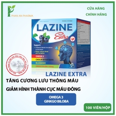 LAZINE EXTRA Hoạt Huyết Dưỡng Não Tăng Tuần Hoàn Lưu Thông Máu Lên Não đau đầu Đau nửa đầu hoa mắt chóng mặt ù tai đau mỏi vai gáy suy giảm trí nhớ thiếu máu lên não rối loạn tiền đình tai biến tắc mạch Nine's Beauty Nines