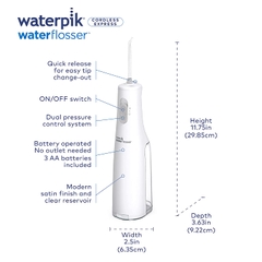 Máy tăm nước cấp tốc không dây Waterpik Cordless Express Water Flosser White WF-02