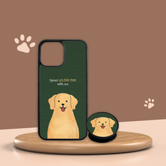 Combo Ốp lưng iPhone và Giá đỡ điện thoại Woof in hình chó Golden Retriever dog Oops OPCBP021
