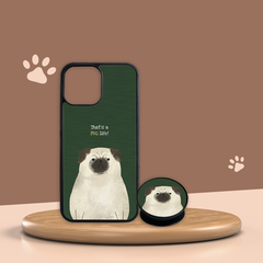Combo Ốp lưng iPhone và Giá đỡ điện thoại Woof in hình chó Pug dog Oops OPCBP022